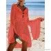 FINCATI Women Cover Ups Crochet Hollow Out Swimwears Long Flare Sleeve Sexy Mini Beach Dresses Orange B07PMXJN4Q